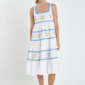 English Factory Embroidered Midi Dress Size L